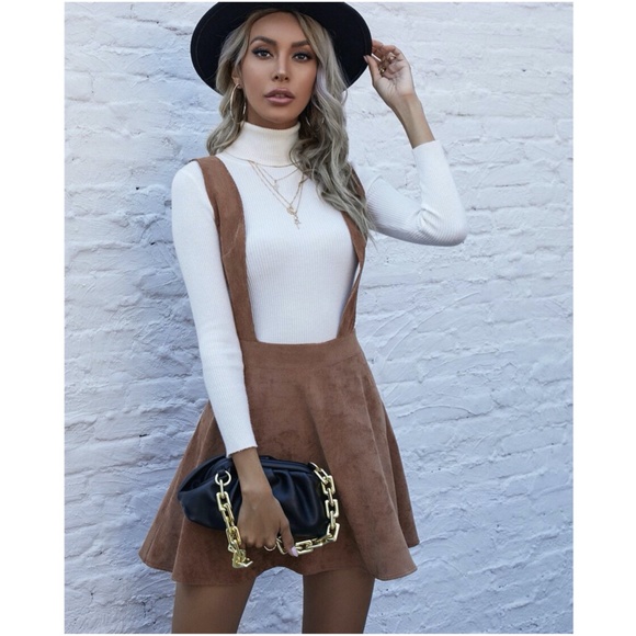zipper mocha brown corduroy skirt overall - Picture 6 of 7